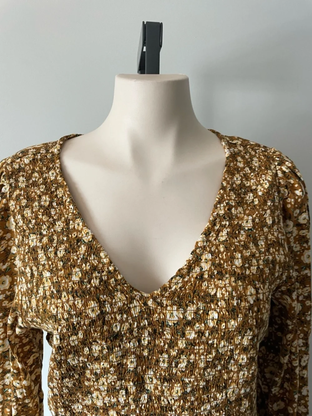 Boho Floral Peplum Top Blouse Cottagecore Earthy Hippie Vintage Inspired Large - Picture 6 of 8